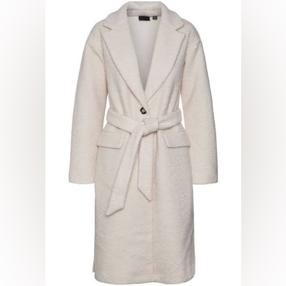 Vero Moda Garbo Belted Coat in Oatmeal - Picture 4 of 7